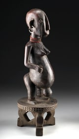 Large African Wood Nude Woman Maternity Figure