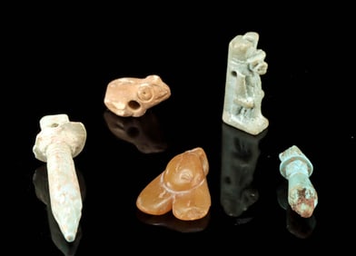 Five Egyptian Faience & Stone Amulets