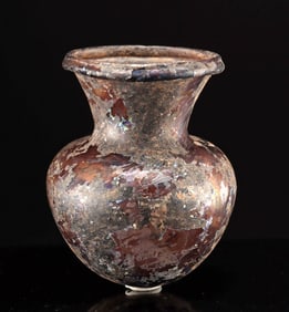 Roman iridescent Aubergine Glass Jar