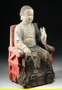 17th C. Chinese Seated Lohan, Glass Eyes & Shunya Mudra
