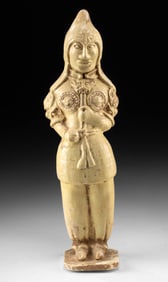 Chinese Sui Yellow-Glazed Pottery Warrior Attendant