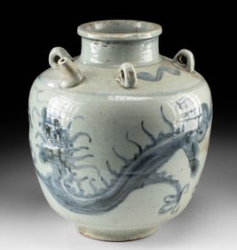 Chinese Ming Pottery Wine Storage Vessel w/ Dragons