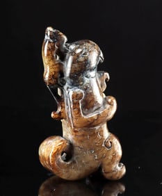 Chinese Nephrite Jade Archaistic Zoomorphic Figure