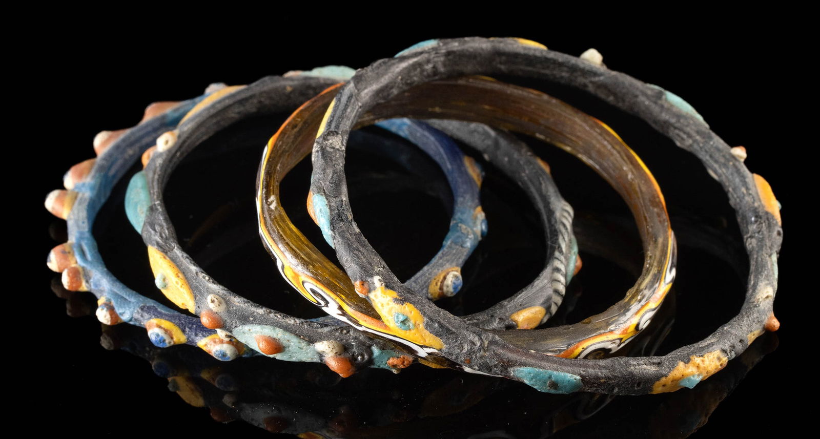 4 Roman-Phoenician Mosaic Glass Bracelets (1 of 2)