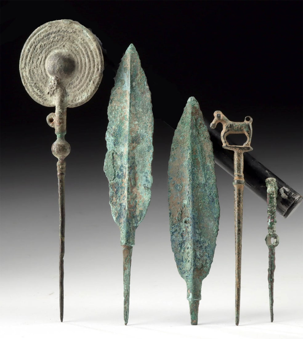 Ancient Luristan Bronzes: Cloak Pins & Spearheads, 5pcs (1 of 2)