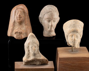 Four Greek, Roman, & Michoacan Pottery Goddess Heads