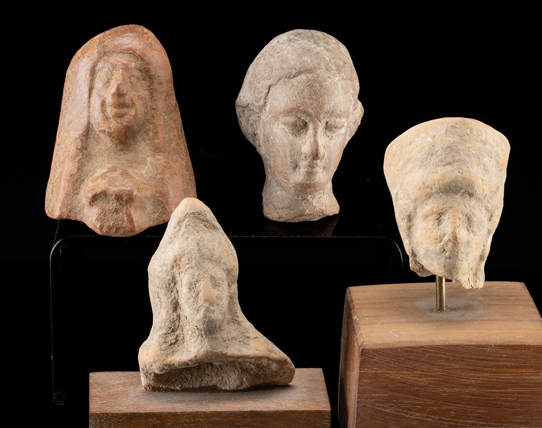 Four Greek, Roman, & Michoacan Pottery Goddess Heads (1 of 2)
