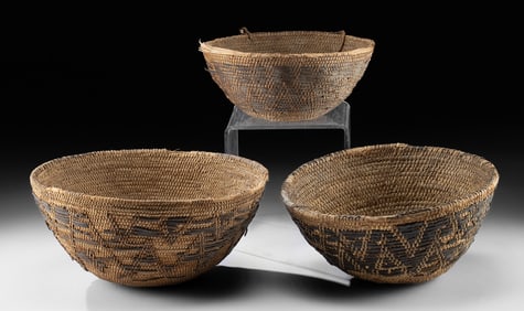Arabian Omani Palm Frond & Goat Hide Milking Baskets