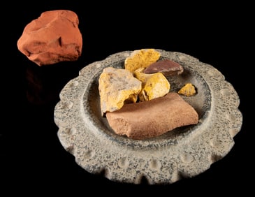 Bactrian Stone Mortar Dish w/ Ochre Pigments