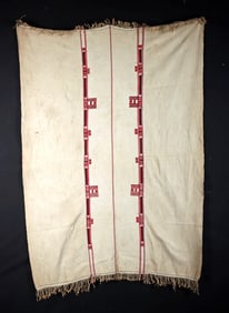 Konyak Naga Woven Cotton & Embroidered Textile Shawl
