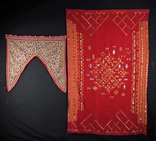 Indian Cotton Shisha Mirror Embroidery Textile + Toran