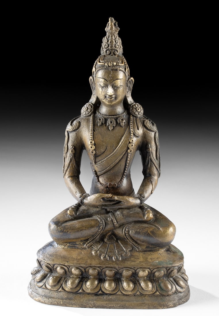 Sino-Tibetan Seated Brass Amitayus Buddha Statue (1 of 3)