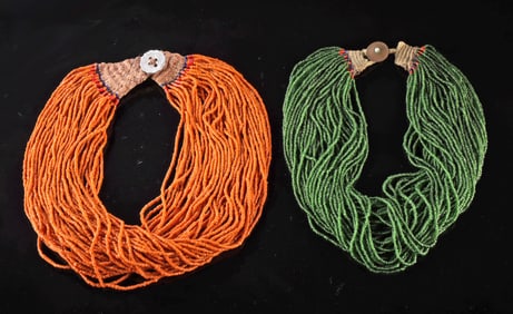 Colorful Indian / Burmese Naga Beaded Necklaces (pr)