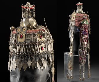 Afghani Ceremonial Woman's Headdress w/ Fire Gilding
