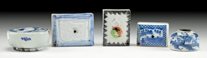 5 Chinese, Japanese & Korean Porcelain Water Droppers