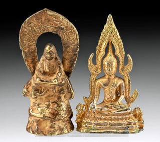 20th C. Brass Buddha Statues Thai & Japanese
