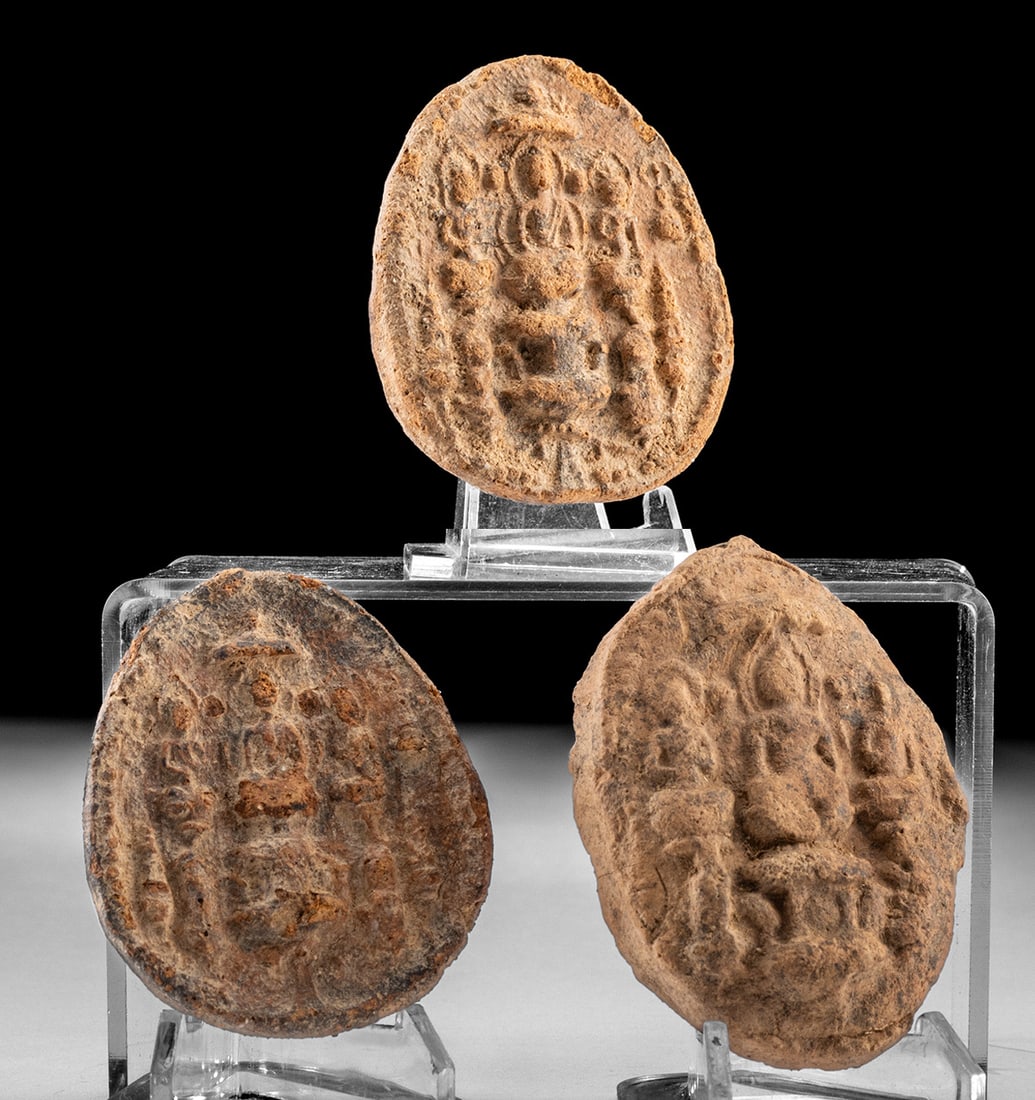 Burmese / Thai Buddha Votive Pilgrim Plaques (3) (1 of 4)