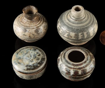 14th C. Thai Sawankhalok Pottery Vessels, 4 pcs