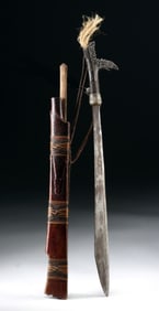 20th C. Borneo Dayak Mandau / Scabbard Headhunting