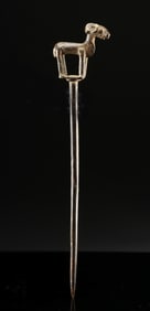 African Dogon Brass Hairpin w/ Ram Finial