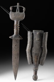 19th C. Nigerian Brass Tiv Sword w/ Iron Blade