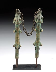 African Yoruba Bronze Edan (deity Onile, Male / Female)