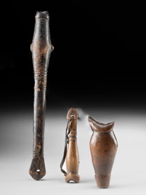Three African Burkina Faso Wood Hunting Whistles