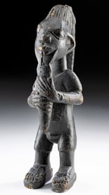 20th C. Yoruba Wood Eshu Shrine Figure, Standing Male