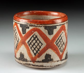 Miniature Maya Polychrome Cylinder Vessel