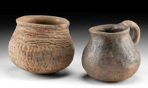 Two Casas Grandes Pottery Vessels - Corrugated & Smooth