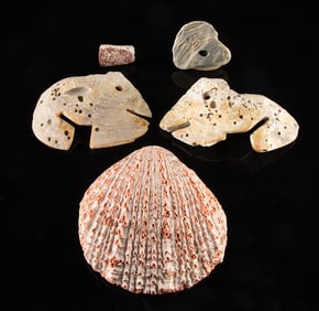 5 Pre-Columbian Pendants - Spondylus & Nacre Shell