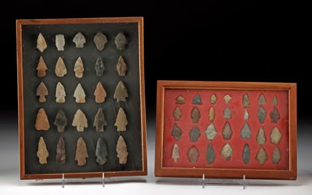 Lot of 53 Native American Stone Arrowheads