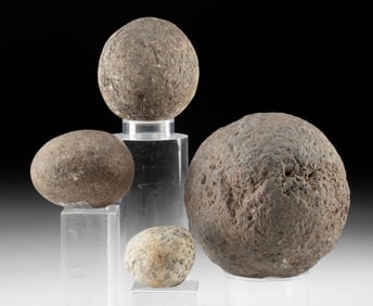 Four Native American Eastern Woodland Game Spheres