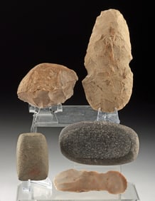 Lot of 5 Native American & Pre-Columbian Stone Tools