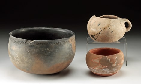 Two Anasazi Pottery Vessels & 20th C. Pueblo Bowl
