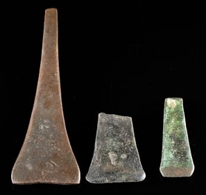 Three Ancient Zapotec Copper Axe Blades