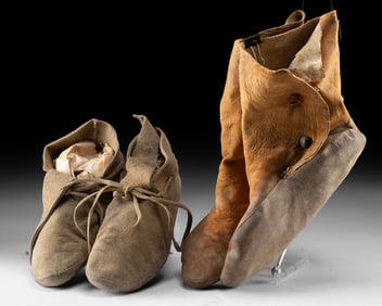 Apache Leather & Navajo Moccasins Silver Buttons, 2 Pr.