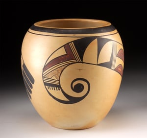 20th C. Hopi Sikyatki Revival Polychrome Pottery Jar