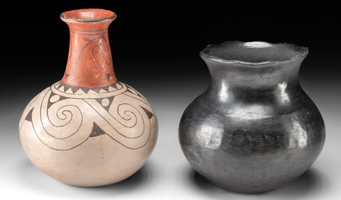 Pair of Santa Clara & Maricopa Pottery Vessels