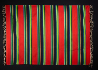 Large Mexican Wool Serape Striped Blanket