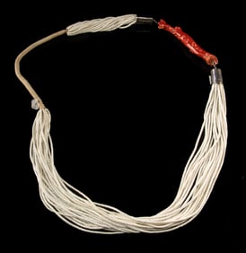 Superb Pueblo Heishi Glass Bead Necklace w/ Coral