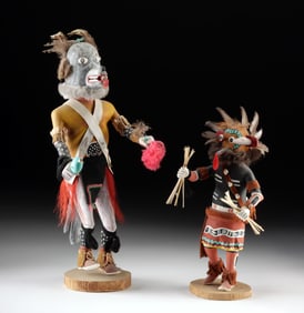Pair of Hopi Wood Kachinas - Wolf & Yellow Sand Snake