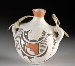 Acoma Polychrome Canteen w/ Bird by H. Antonio