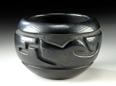 Tafoya Santa Clara Blackware Bowl w/ Avanyu