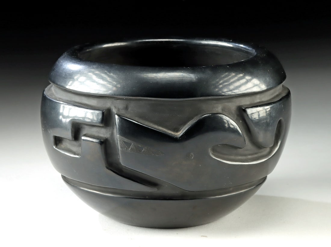 Tafoya Santa Clara Blackware Bowl w/ Avanyu (1 of 4)