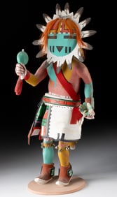 Large Hopi Wood & Textile Sun Tawa Kachina
