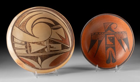 Two Hopi Polychrome Pottery Bowls