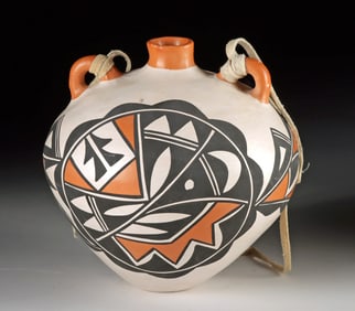 Acoma Pueblo Polychrome Pottery Canteen