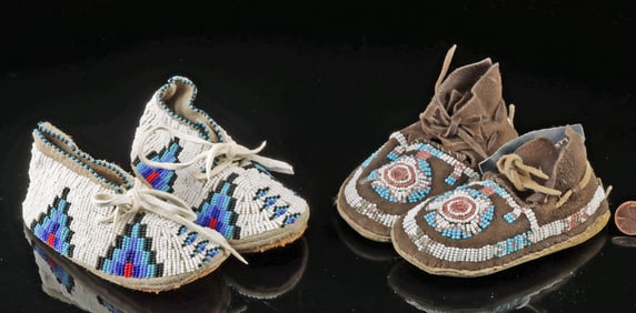 Plains Cheyenne Children's Beaded Moccasins (2 pr)