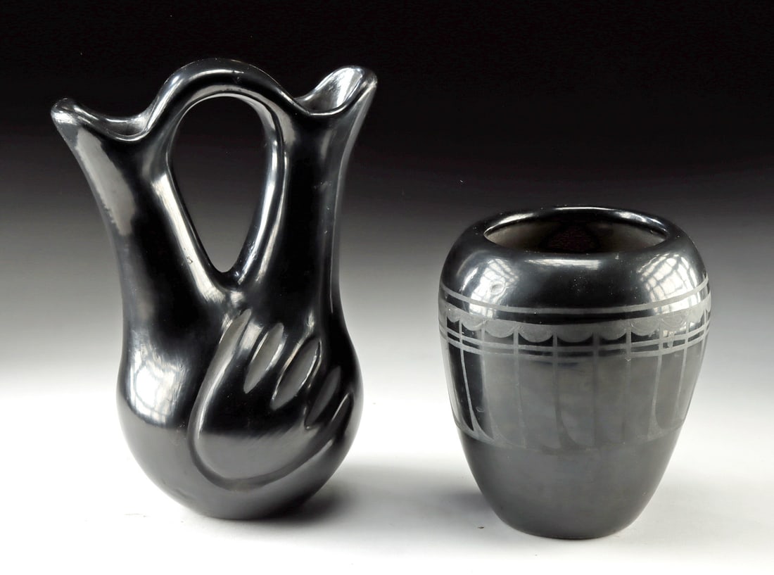Two Native American Santa Clara Pottery Vessels (1 of 4)